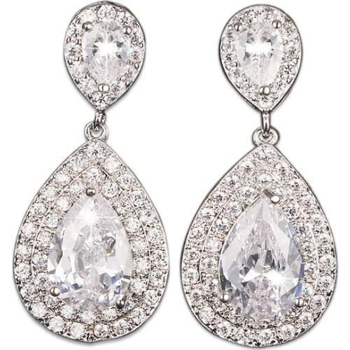 Bettyue Brand Fashion AAA White Cubic Zircon Three Colors Water Drop Jewelry Earrings For Woman Lover Florid Wedding Party Gift