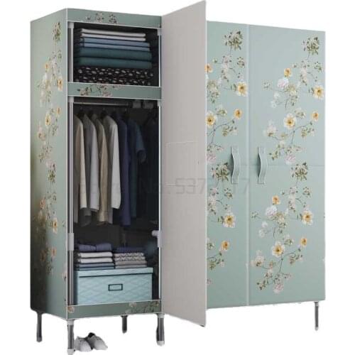 Household bedroom modern simple and simple rental room is strengthened with thickened cloth cabinet and steel pipe