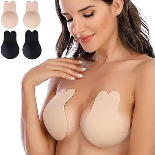 Women Invisible Bra Self Adhesive Strapless Bandage Blackless Solid Bra Sticky Gel Silicone Push Up Bars Nipple Cover Underwear