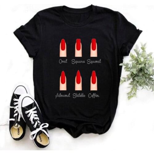 Camiseta Con Estampado De Nail Art Para Mujer Divertida Camiseta De Manga Corta Harajuku Para Mujer Camisetas De Los 90 Para