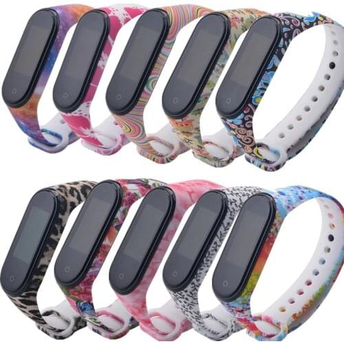2019 Colorful mi band 4 3 strap silicone wrist strap replacement Strap for xiaomi mi band 3 Band4 smart bracelet Pattern Cartoon