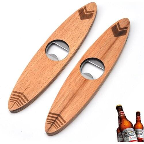 Wooden Beer Bottle Opener Wood Handle Creative Stainless Steel Speed Cap Openers Bar Kitchen Supplies SN3638