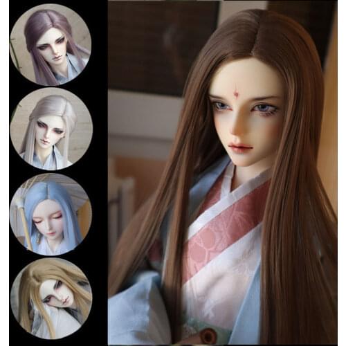BJD sd long straight hair 1/3 1/4 1/6 1/8 1/12 high temperature fiber hair black doll wig multi-color doll accessories