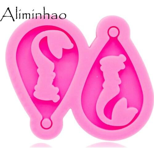 DY0350 Shiny L/M/S Mermaid Tail earrings Handmade mold DIY Unicorn epoxy mould Silicone Molds girl trinket fashion jewelry