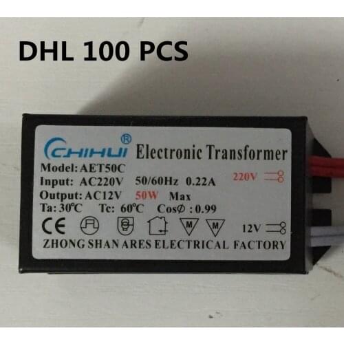 DHL 100pcs/lot hot sale Power 50w Electronic Transformer AC 220V - 12V LED Halogen Light Bulb Lamp Power Supply Driver