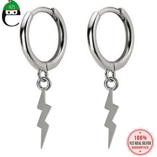 ElfoPlataSi Minimalist Women 925 Sterling Silver Fashion Lightning Charm Stud Earring for Women Sterling Silver Jewelry DA491-C