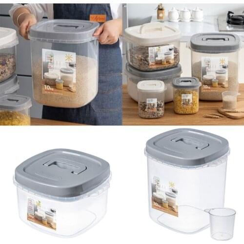 Sealed Flour Storage Tank 1.2L/5KG Food Storage Container Airtight Rice Container Bin with Measuring Cup Cereal Container