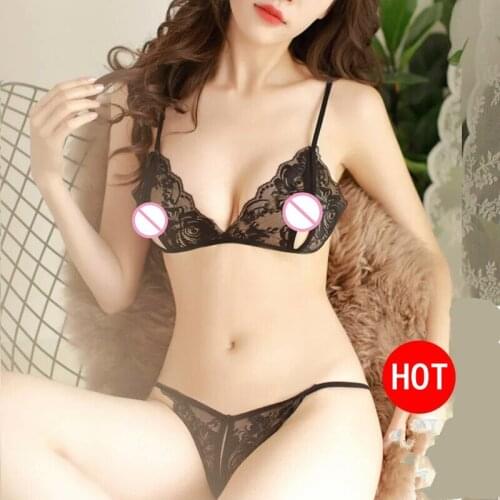 Intimate Goods Women Bra and Panties Transparent Lace Lingerie Bras Set Babydoll Costumes Sexy Erotic Underwear See-Through