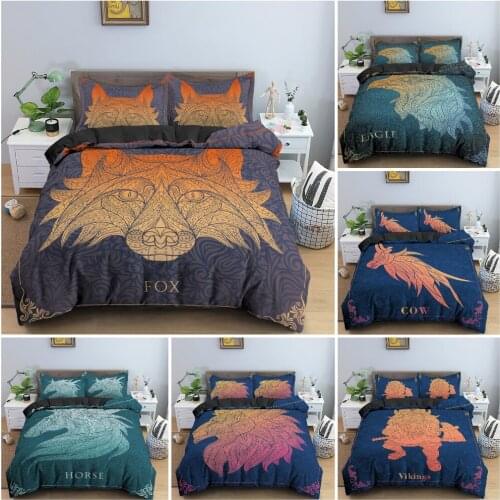 3D Animals Head Pattern Bedding Set Soft Luxury Duvet Cover Set King Queen Twin Size Bedclothes With Pillowcase Quilt Covers