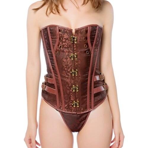 Steampunk Corset Overbust Vintage Corsets Women Sexy Korse Jacquard Waist Slimming Bustiers Retro Corselet