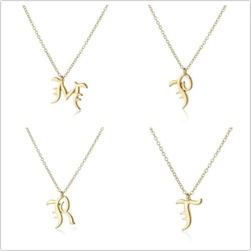 Small Swirl Cursive Artistic Roman Greek Latin English All 26 A-Z Monogram Initial Alphabet Letter Family Name Word Necklaces