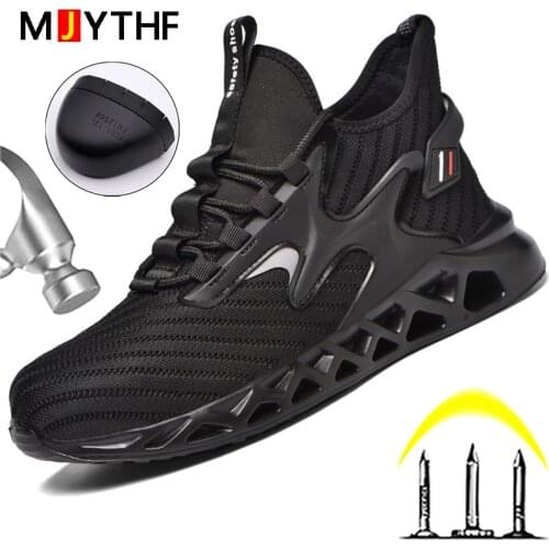 Lightweight Safety Shoes Men Puncture-Proof Work Sneakers Male Steel Toe Indestructible Shoes Boots Protective Shoes Size 48