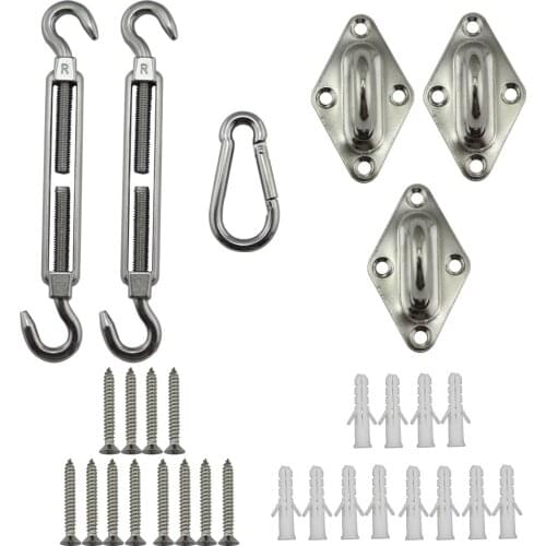 M6 Stainless Tri angle Shade Sail Kits or 3 Corners Shade Sail Hardware Kits 1 Set