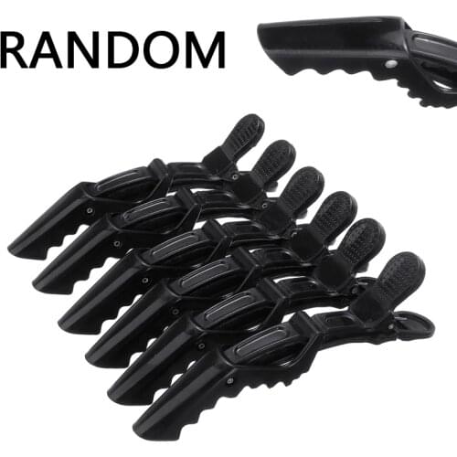 Mayitr 6pcs Black Matte Sectioning Clips High Quality Salon Clamps Hairdressing Grip For Hair Clips Pins