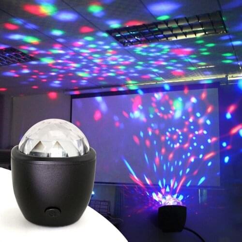 Mini RGB Stage Lights USB Powered Magic Ball Sound Control Multicolor Disco Ball Magic Lights Flash DJ Lights For Home KTV Bar