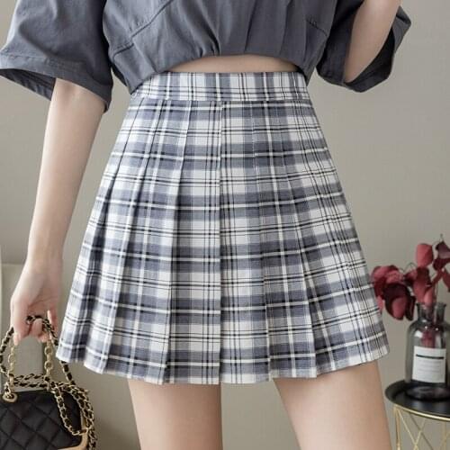 Fashion Women Pleat Skirts Summer Sweet Womens Plaid Skirt High Waist A-Line Ladies Mini Skirts Fashion Chic Girls Short Skirt