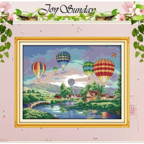 Colorful Balloons Patterns Counted Cross Stitch Diy 11CT 14CT Cross Stitch Set Landscape Cross-Stitch Kit Embroidery Needlework