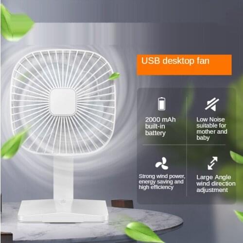 USB New Battery Rechargeable Handheld Mini Desktop Fan Student Dormitory Strong Wind Silent Fan