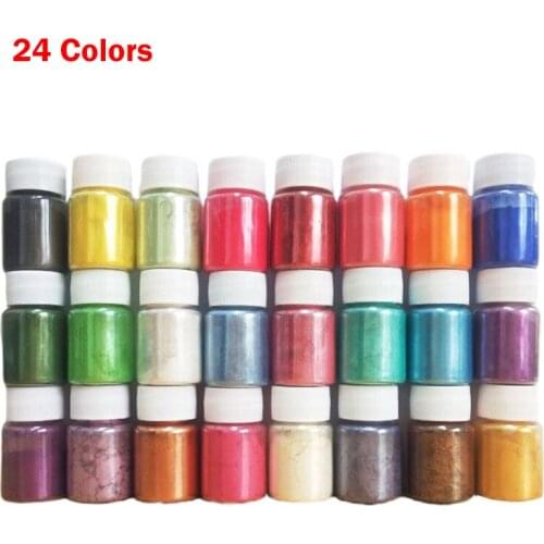 12/20/24/30PCS Mixed Color DIY Handmade Pearlescent Mica Powder Epoxy Resin Dye Pearl Pigment Crystal Mold Soap Making Supplies
