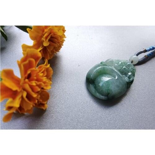 Natural Jade Pixiu Pendant Jadeite Emerald Necklace Carved Charm Jewellery Fashion Amulet for Men Women Lucky Gifts