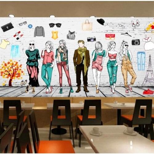 Custom wallpaper 3d trend fashion European and American specialty store coffee shop TV background wall clothing store decoration