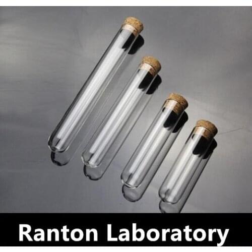 Free Ship High Quality Borosilicate Round Bottom Glass Test Tube With Cork Stopper 25*100/120/150/200mm Clear Glass 10pcs/lot