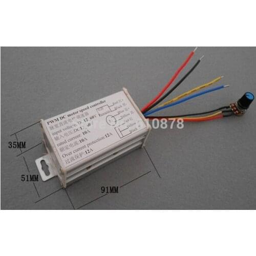 Aluminium Alloy 12A PWM DC 10V 24V 24V 60V 600W Positive Negative Reverse Stepless Motor Speed Regulator Controller Switch