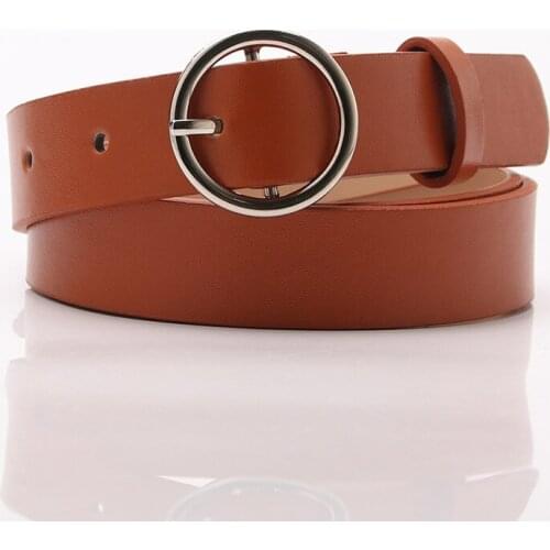 2019 Hot Round Metal Buckle Belt Female Luxury Straps Fashion Designer Waistband Circle O Ring Belts for Women Jeans Pants