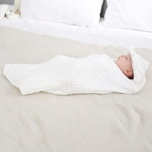 Six-layer Gauze Hooded Cloak Newborn Cotton Wrap Baby Solid Color Blanket Spring and Summer Blanket Children Bath Towel Blanket