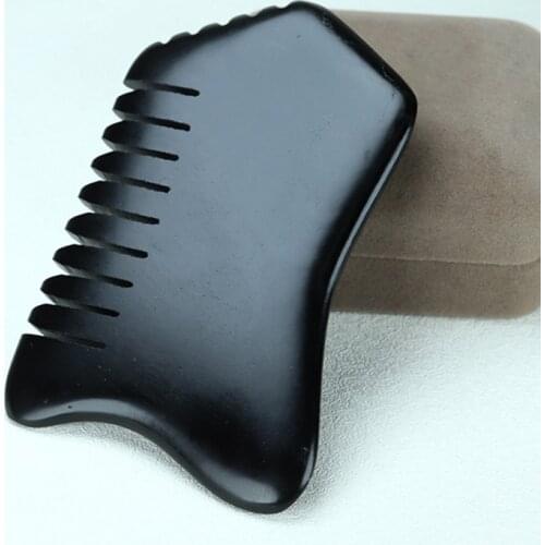 Natural Bian Stone Gua Sha Scraper Comb Shape Guasha Board Head Body Meridian Scraping Muscle Relaxation Handle Massage Tool