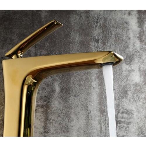 Vidric Gold Color Bathroom Basin Faucet bathroom single handle hot and cold water mix taps bathroom washbasin tap accessories