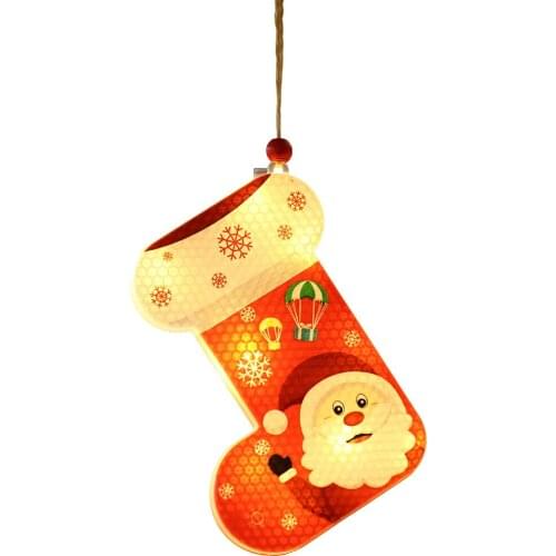 Snowman/socking/xmas Tree Shaped Led Hanging Light Window Hanging Lamp Christmas Decorative Atmosphere Scene Decor