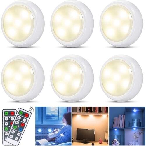 RGBW 16 Colors LED Puck Lights LED Closet Lights Wireless Under Cabinet Lighting Remote Controls Dimmer & Timing Function D30