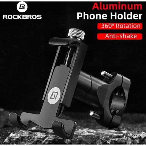 ROCKBROS Bike Phone Holder Aluminum Alloy Bike Stand Adjustable 360 Rotation Bicycle Phone Mount Motorcycle Bike Accessories
