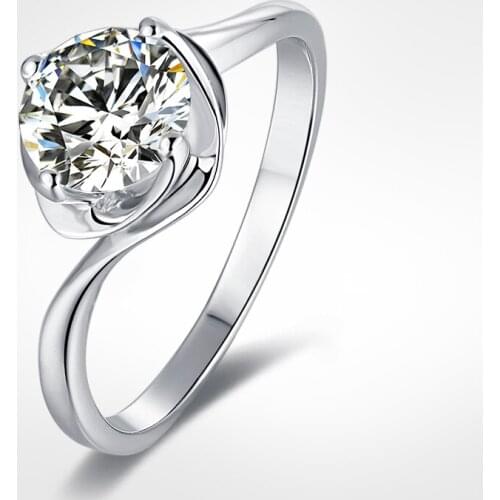 Vintage 925 silver Moissanite Ring 4 claws Flower shape Round Brilliant Cut moissanite Proposal Ring Anniversary Ring