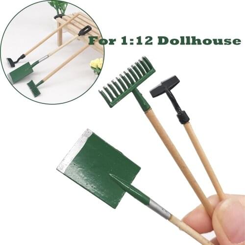 High Quality 3pcs/set 1: 12 Scale Miniature Dollhouse Set Of Garden Tools Pretend Toys Gift For Kid Fairy Garden Accessories