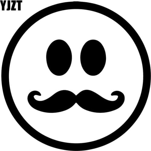 YJZT 15X15CM Smiley Happy Face Mustache Cartoon Vinyl Car Stickers Decals C25-0615