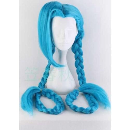 120cm/46.8" LOL Jinx cosplay wig Jinx blue braids The Loose Cannon wig with blue plaits Jinx hair costumes free shipping
