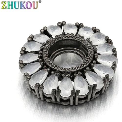 21mm Handmade CZ Rhinestone Round Flower Charms Connector For DIY Jewelry Findings Making, Model: VS204