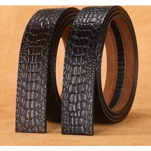 3.0cm & 3.5cm Wide Crocodile Leather Belt Body No Automatic Buckle Real Genuine Leather Cowhide Belts Without Automatic Buckle