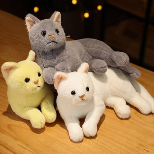 30cm Cute Lifelike Plush Cats Doll Stuffed Lying Cat Plush Toys for Children Baby Doll Kids Birthday Gift Home Decoration