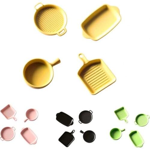 4Pcs Dollhouse Simulation Kitchen Scene Baking Steak Pan Mini Model Decor Gift
