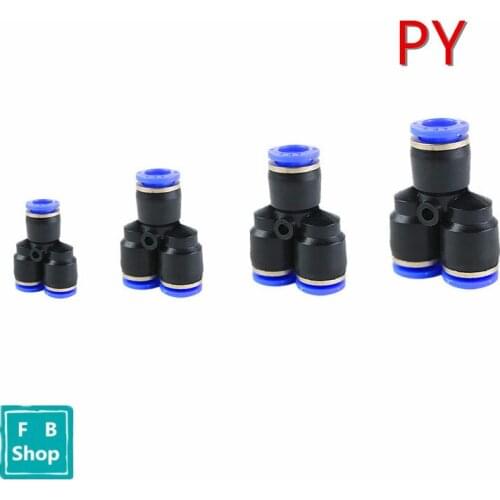 5Pcs 4 6 8 10 12MM "Y" Pneumatic Connector Tee Union Push In Fitting for Air Pipe joint OD