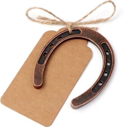 50set New wedding decorations horseshoe pendant retro wedding gifts,Kraft Paper Tags DIY Blank Card Baby Shower,Wedding Souvenir