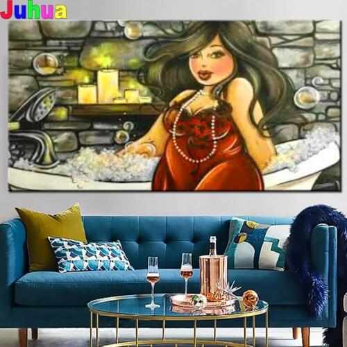 5D round Diamond Painting Full Drill Square Portrait "woman,Fat Catoon Girl" Picture Of Rhinestones Mosaic Diamonds Beads
