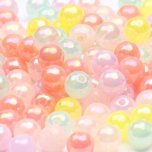 6 8 10 12mm Mixed Jelly Color AB Acrylic Round Ball Loose Beads For Jewelry Making Handmade Diy Bracelet Necklace Supplies