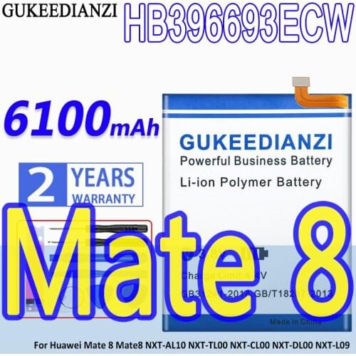 High Capacity GUKEEDIANZI Battery HB396693ECW 6100mAh For Huawei Mate 8 Mate8 NXT-AL10 NXT-TL00 NXT-CL00 NXT-DL00 NXT-L09
