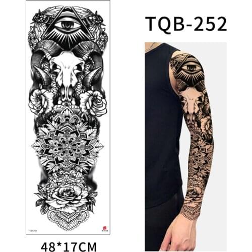 Large Arm Sleeve Tattoo Mandala Pattern Eye Waterproof Temporary Tatto Sticker Angel Wing Rose Body Art Full Fake Tato Men Women