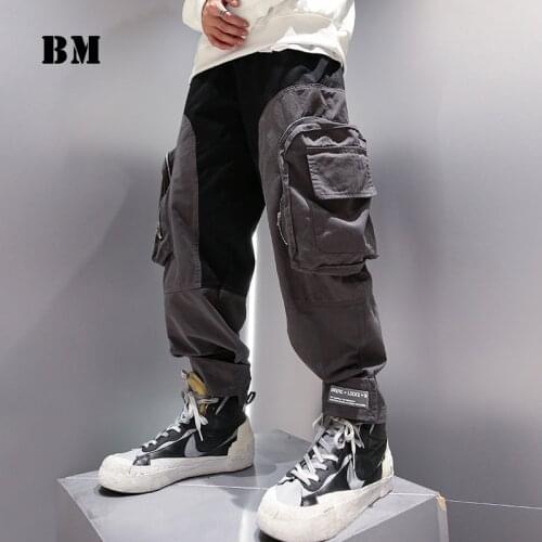 2021 Spring Hip Hop Fashion High Quality Harajuku Patchwork Jogging Pants Streetwear Korean Casual Cargo Trousers Men Joggers