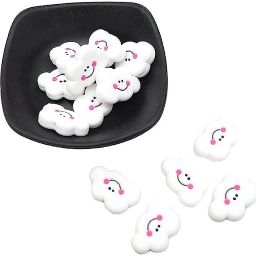 Chenkai 5PCS BPA Free Silicone Mini Cloud Teething Beads Rodent Baby Teether Food Grade For Baby Making Jewelry Necklace Gift
